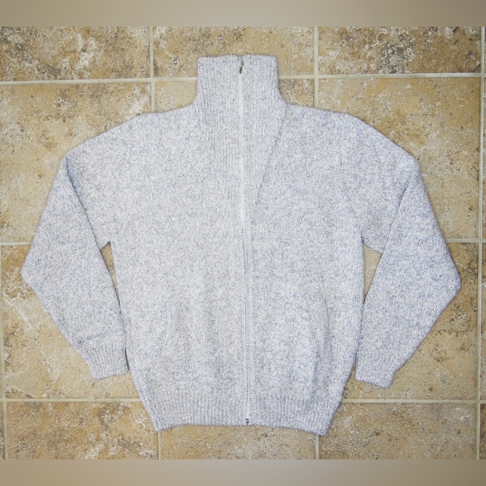 PERUVIAN STORE Men's Gray Full Zip Alpaca Sweater Size Large ?